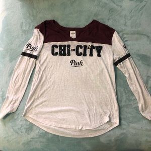 PINK VS long sleeve sparkle Chicago top